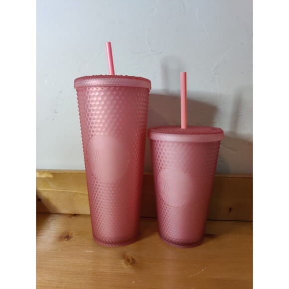 Starbucks 2022 Soft Touch Pink Lemonade Studded Venti + Grande Collection - Picture 1 of 6